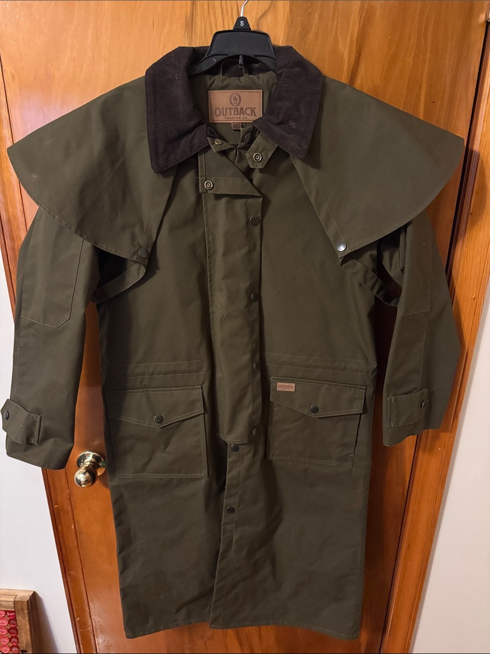 Outback Men's Olive Green Waterproof Raincoat with Shoulder Cape